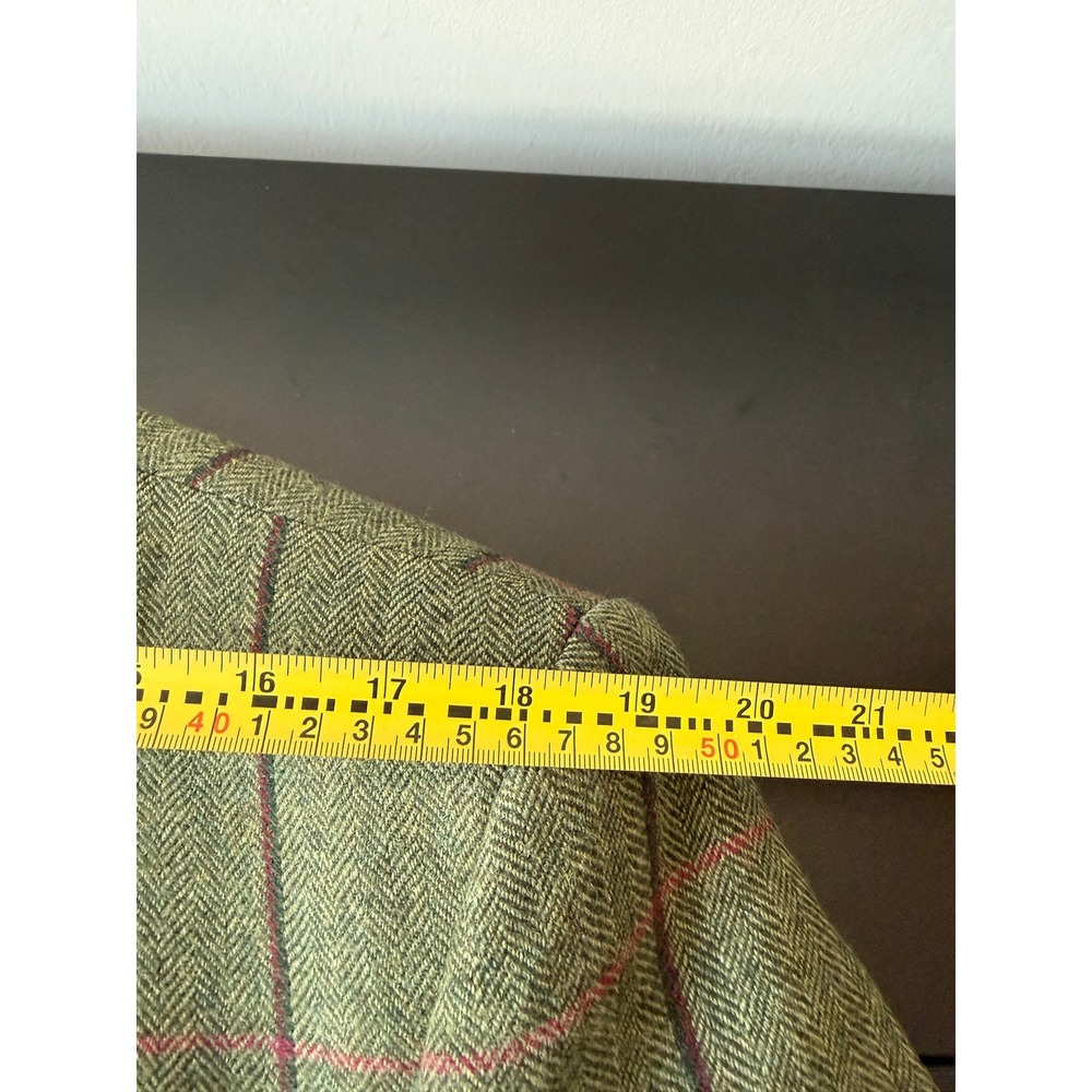 Samuel Windsor Mens 48R Green Herringbone Wool Windowpane Blazer Jacket J9W11B - Picture 15 of 16
